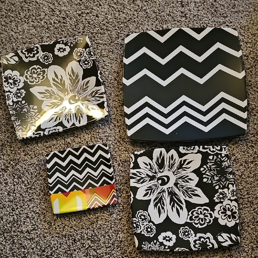 Missoni Black and White Plate Set Chevron Floral Melamine